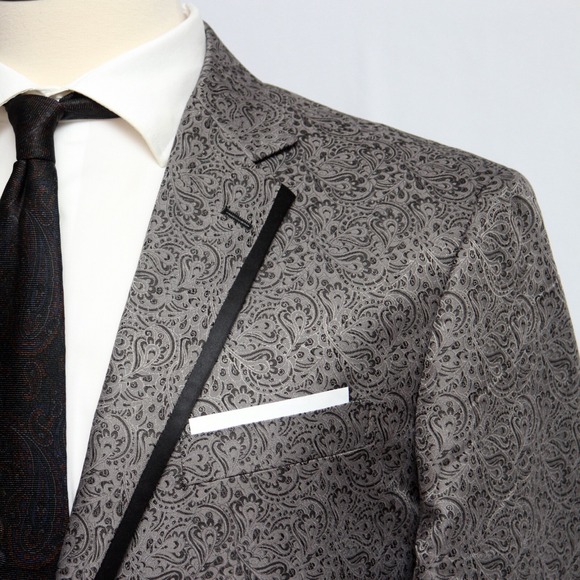 JOS A BANK Satin Edged Lapel Paisley Dinner Jacket 46R Blazer Tailored C080675 - Picture 10 of 12